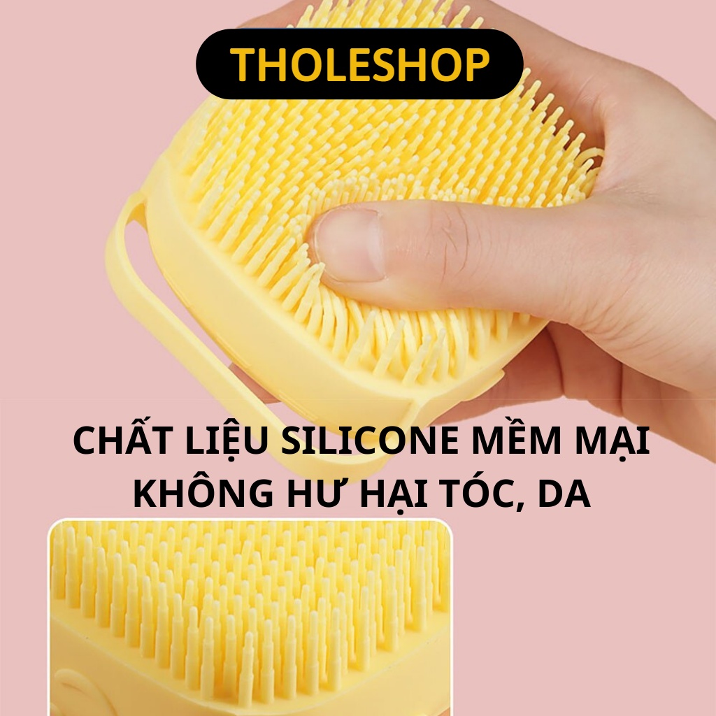 Lược Gội Đầu Silicone - Bàn Chải Tắm Chó Mèo Mềm Mại Có Chỗ Đựng Sữa Tắm, Tạo Bọt 10649
