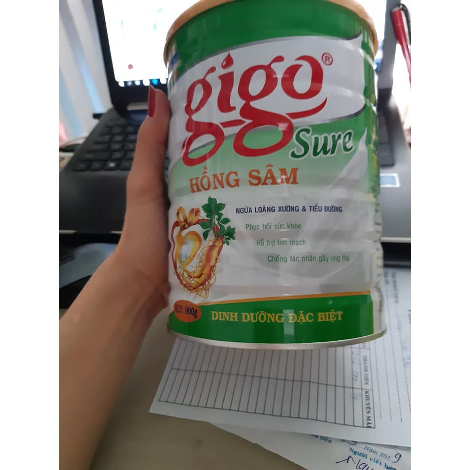 SỮA GIGO SURE Hồng sâm 900Gr: sữa bột giúp phòng ngừa loãng xương, xơ vữa động mạch và tiểu đường