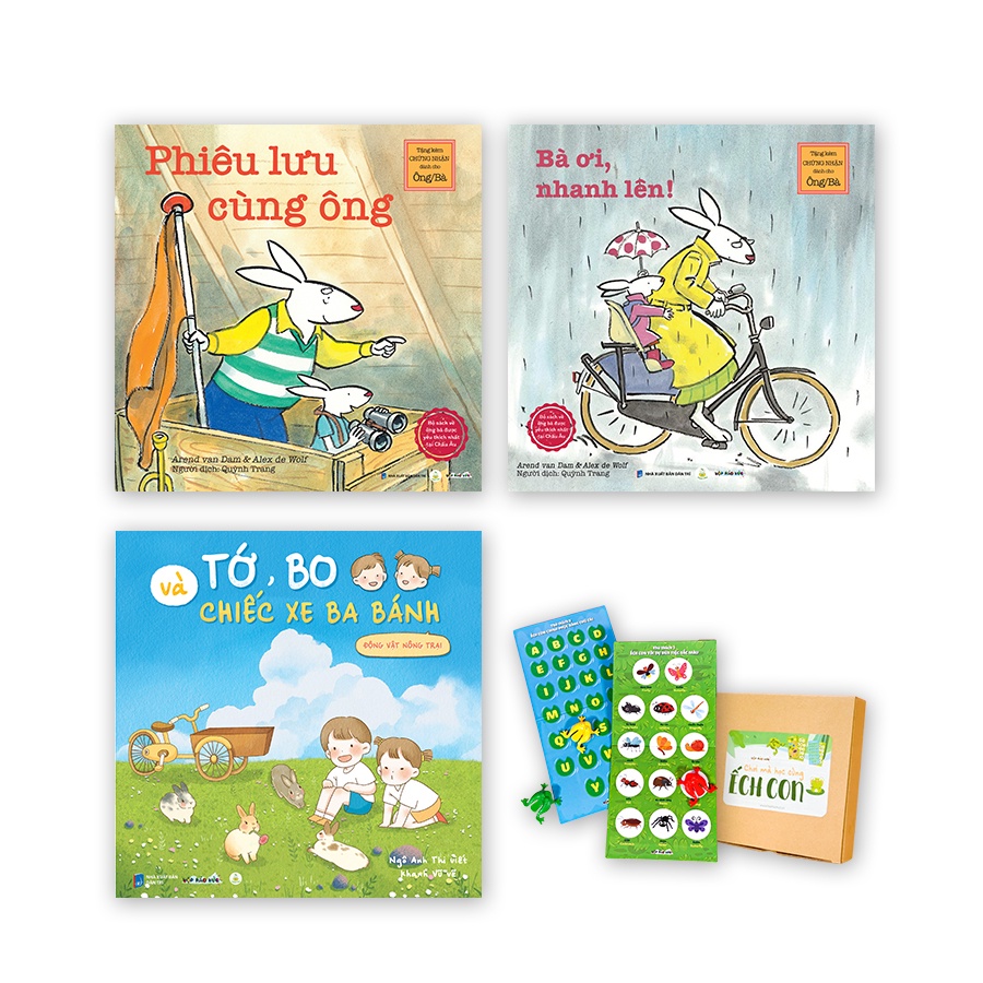 Hộp Háo Hức BÉ YÊU ÔNG BÀ cho bé 3-6 tuổi: Đồ chơi Chơi mà học cùng ếch con và Combo 3 sách thiếu nhi