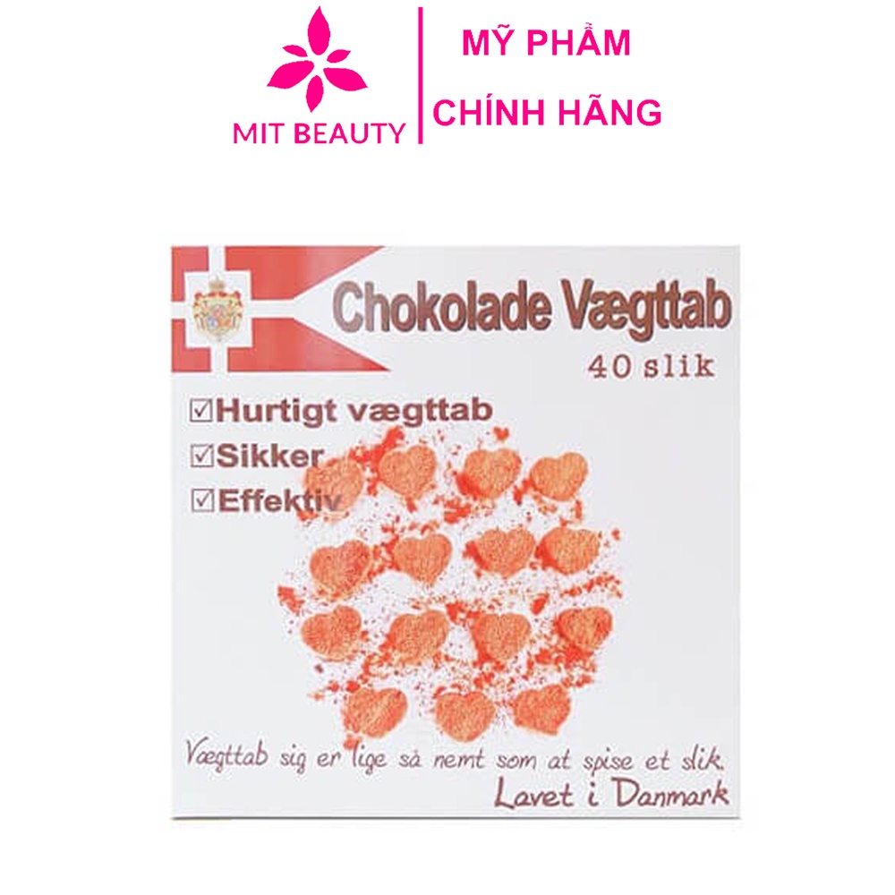 Kẹo socola giảm cân Đan Mạch trắng chính hãng hộp 40 viên Mit Beauty giảm thèm ăn hủy mỡ thừa cấp tốc