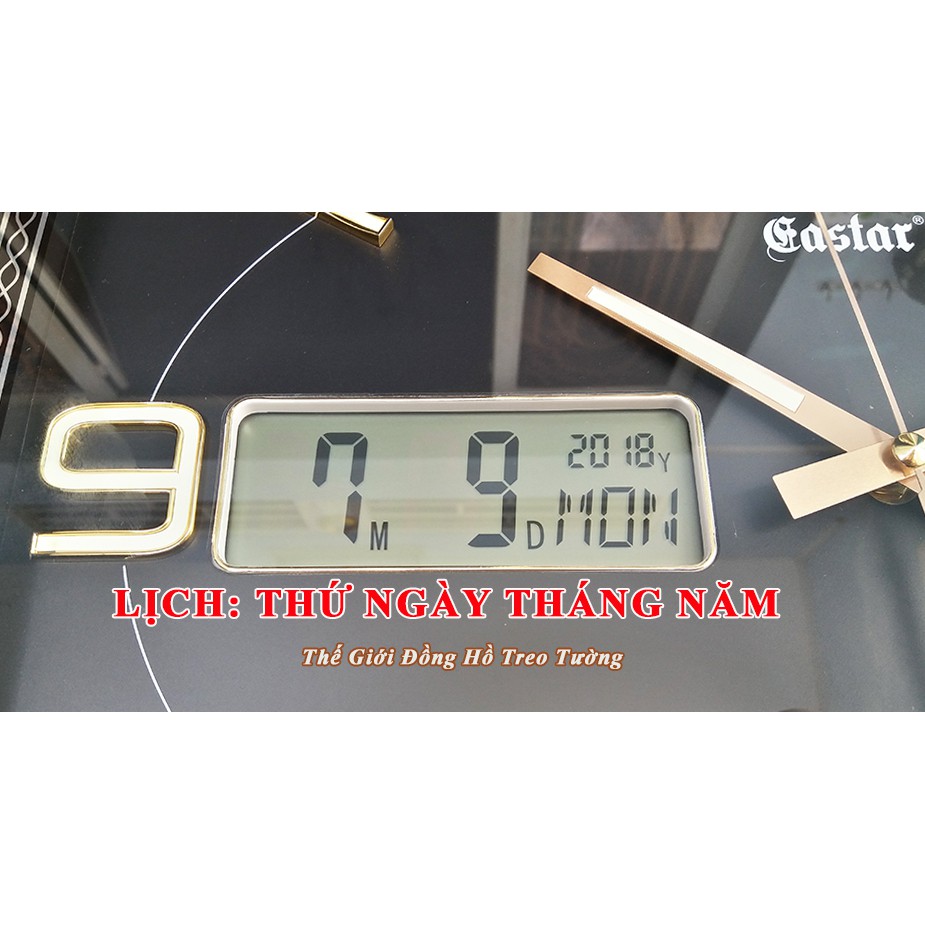Đồng hồ Treo tường KIM ĐIỆN TỬ Chữ Nhật có DẠ QUANG(*), LỊCH Vạn niên Và NHIỆT ẨM KẾ Điện Tử EASTAR