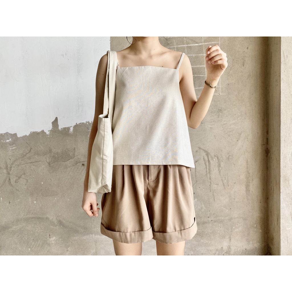 Áo dây vải linen