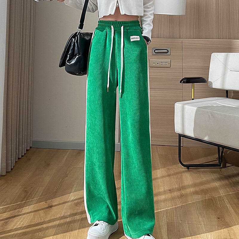 Quần Dài Lưng Cao Ống Rộng Màu Xanh Dương Thời Trang Xu Hướng