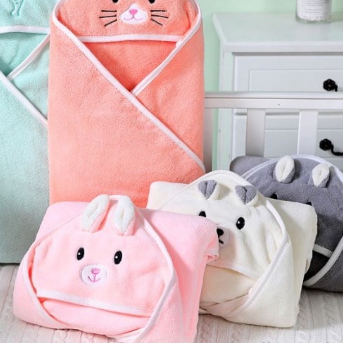 Quấn chũn/ Nhộng chũn/ Chăn ủ đa năng chất 100% cotton có mũ cho bé sơ sinh, Kích thước 105cm x 105cm