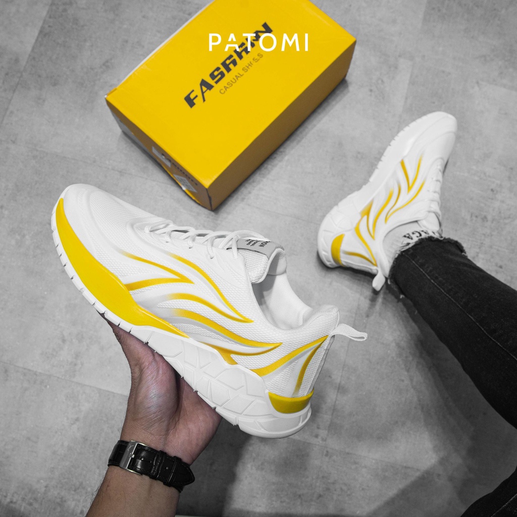 Giày thể thao nam cổ thấp chính hãng PATOMI, giày sneaker nam trắng lửa vàng phong cách ulzzang Hàn quốc-G226 | BigBuy360 - bigbuy360.vn