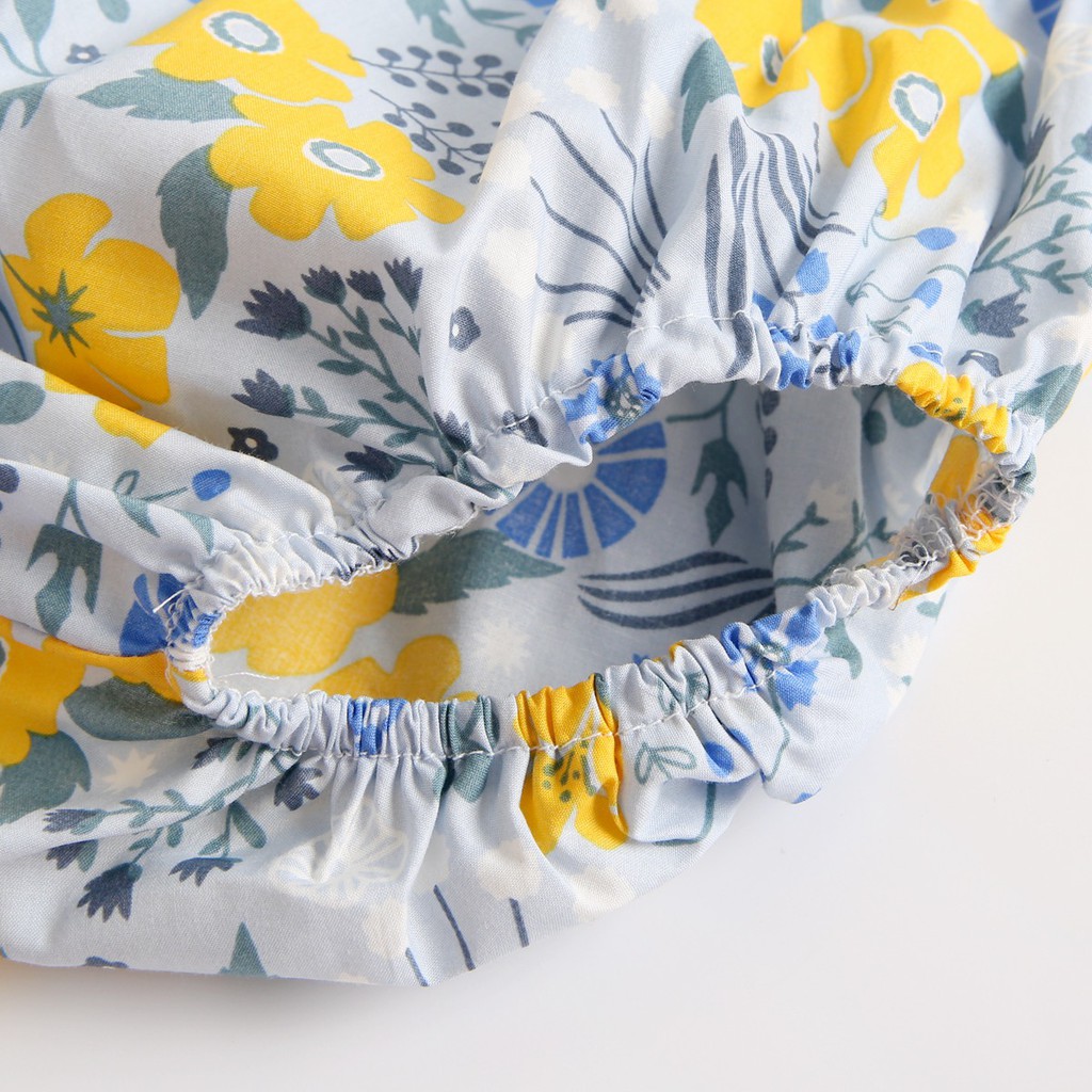 Bộ Đồ Liền Thân SANLUTOZ Cotton Tay Ngắn In Hoa Dành Cho Bé Gái