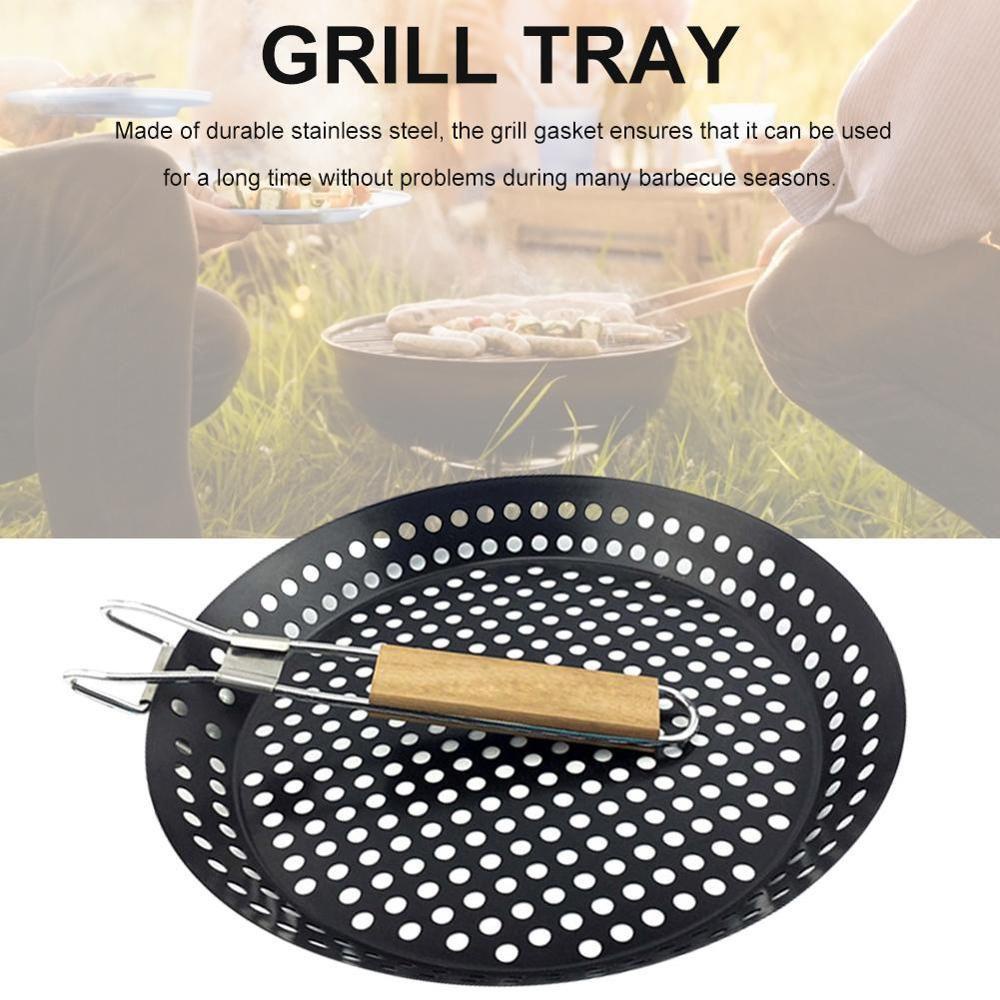 ESPO Vỉ Nướng BBQ Bằng Thép Không Gỉ Tay Cầm Gỗ Gấp Gọn Tiện Lợi