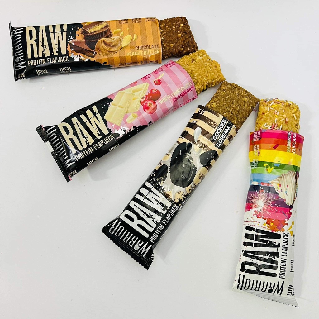 Bánh Warrior Protein RAW, Bánh Protein, nhiều chất xơ fiber, protein, ít béo, bổ sung năng lượng trước và sau tập