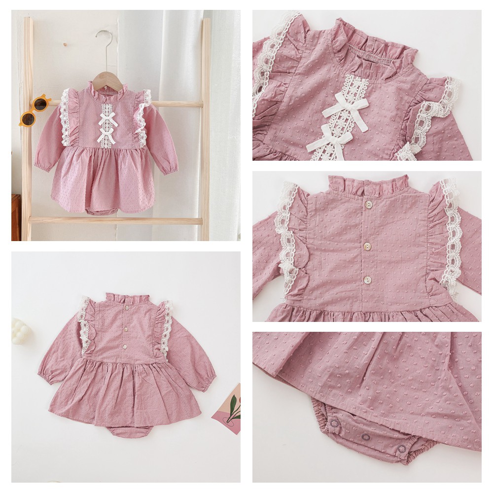 Sanlutoz Tay áo dài Em bé Cô gái Bộ bodysuit Dễ thương Bông Công chúa