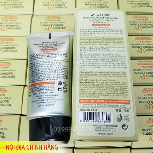 Kem chống nắng 3W Clinic SPF 50 PA ++