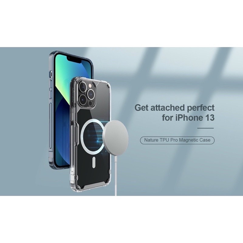Ốp lưng Nillkin trong suốt chính hãng hỗ trợ sạc không dây iPhone 14, 15 Pro Max, 13, 13 Pro, 13 Pro Max Full Box