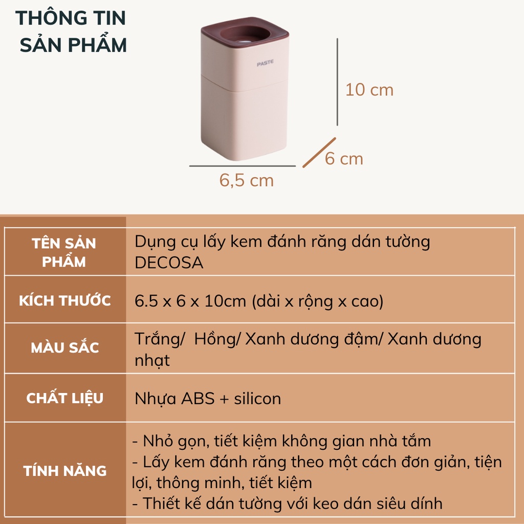 Dụng cụ lấy kem đánh răng tự động dán tường DECOSA