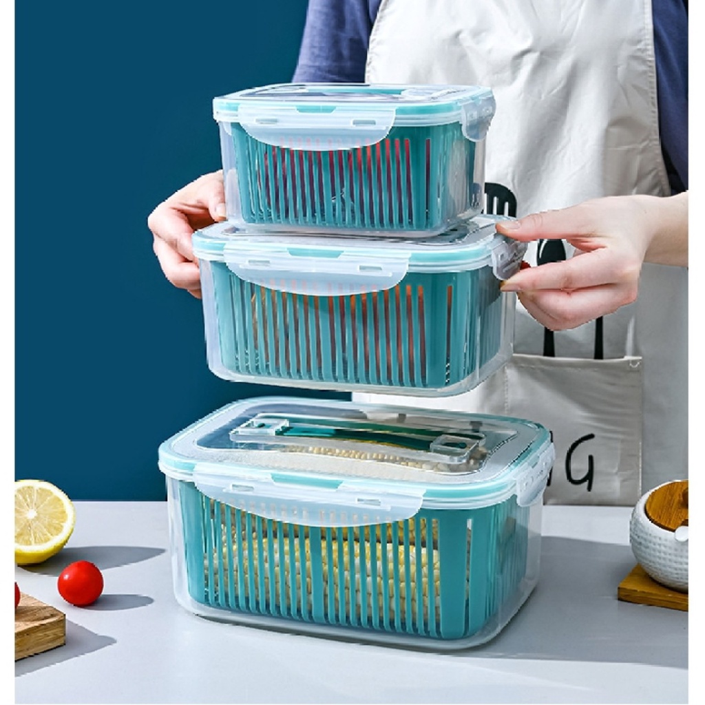 Bộ 5 hộp và 5 rỗ đựng thực phẩm đa năng có nắp 4 cạnh kín hút chân không