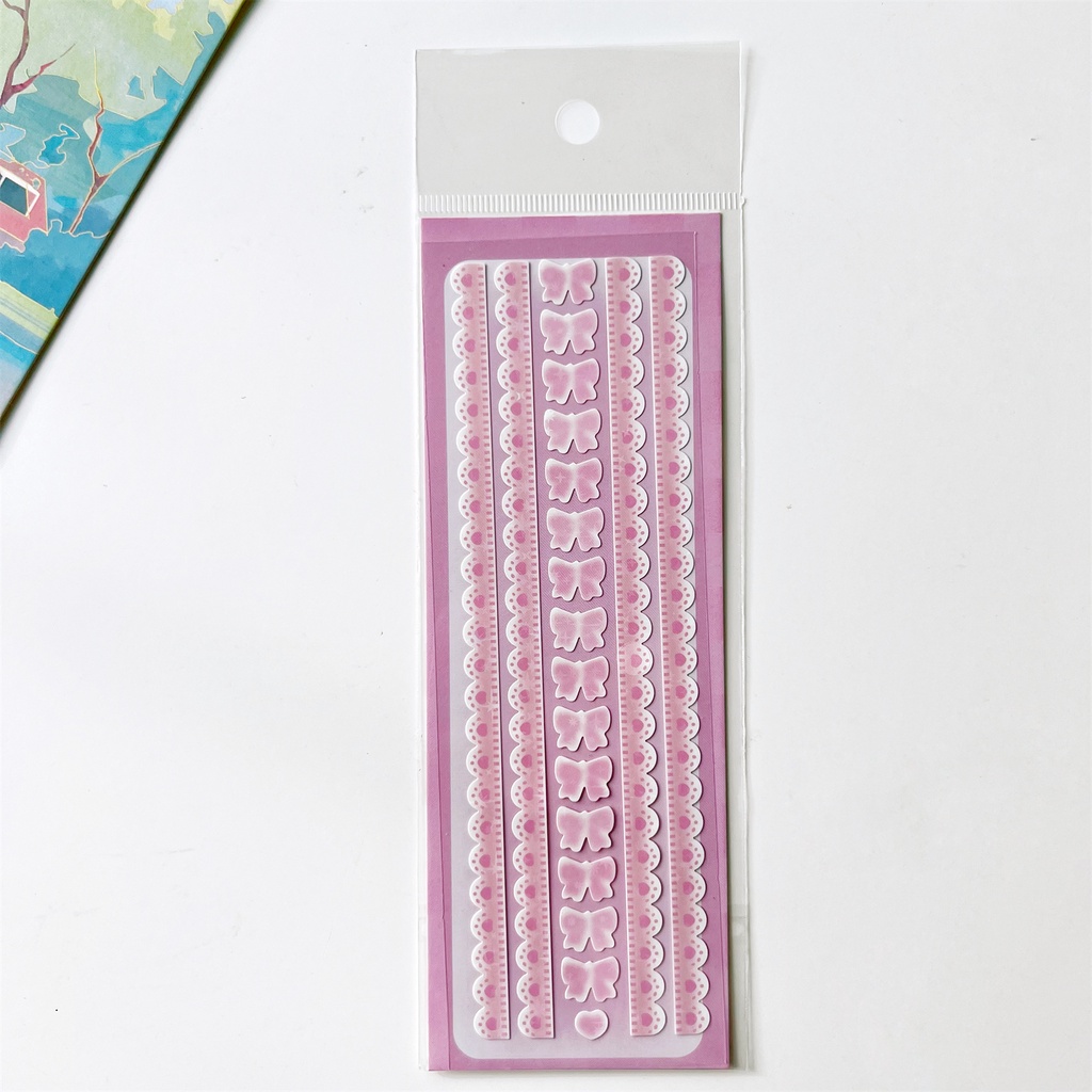 Thẻ Dán Trang Trí Hình Cô Gái Phối Dây Ruy Băng Ren Xinh Xắn