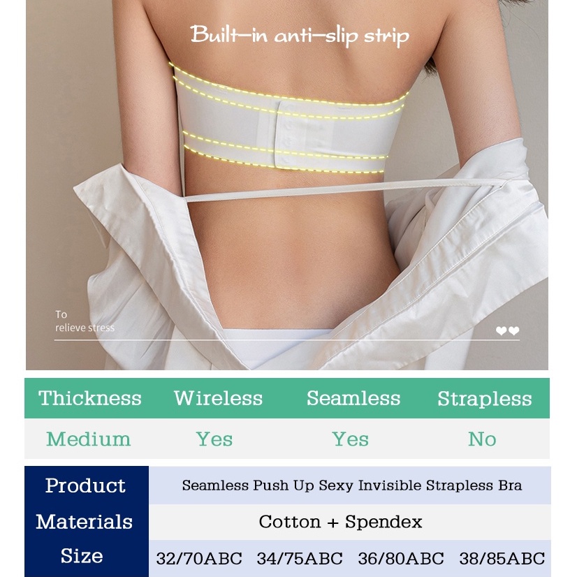 Áo Ngực Không Dây Không Đường May Cúp Ngực Có Thể Điều Chỉnh