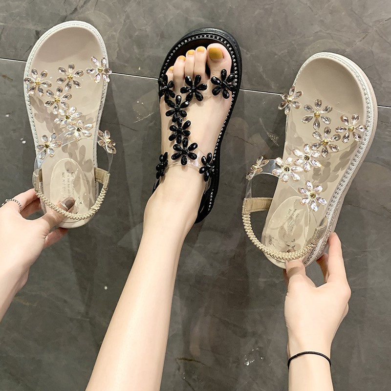 Sandals women's platform ins platform rhinestone wedges fashion roman shoes