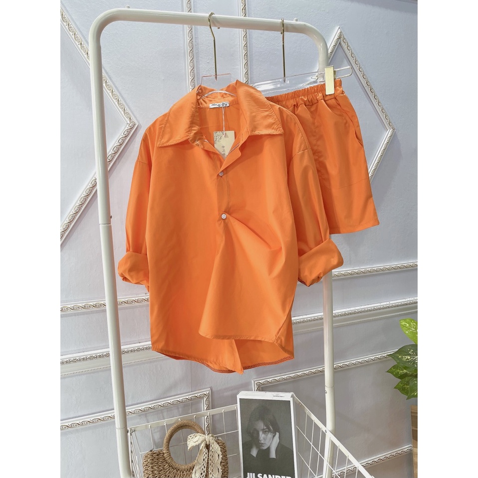 Set sơ mi thụng đùi cam siêu cá tính LT980