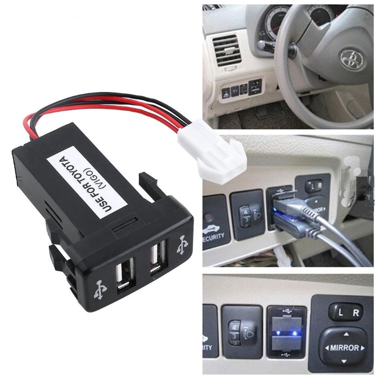 40*20mm 2 Port Car Charger 12V Dual USB Fast Charging Adapter For TOYOTA