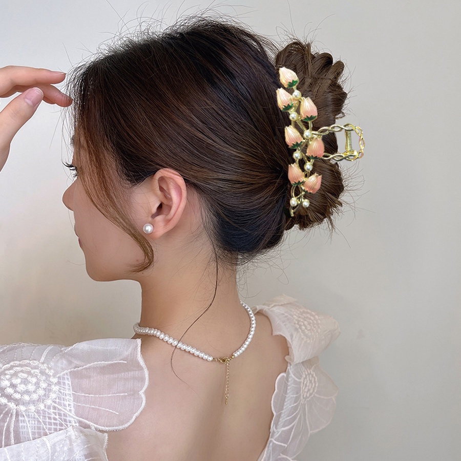 Kẹp Tóc Đính Ngọc Trai Giả Bằng Hợp Kim Phong Cách Hàn Quốc Thanh Lịch Dành Cho Nữ