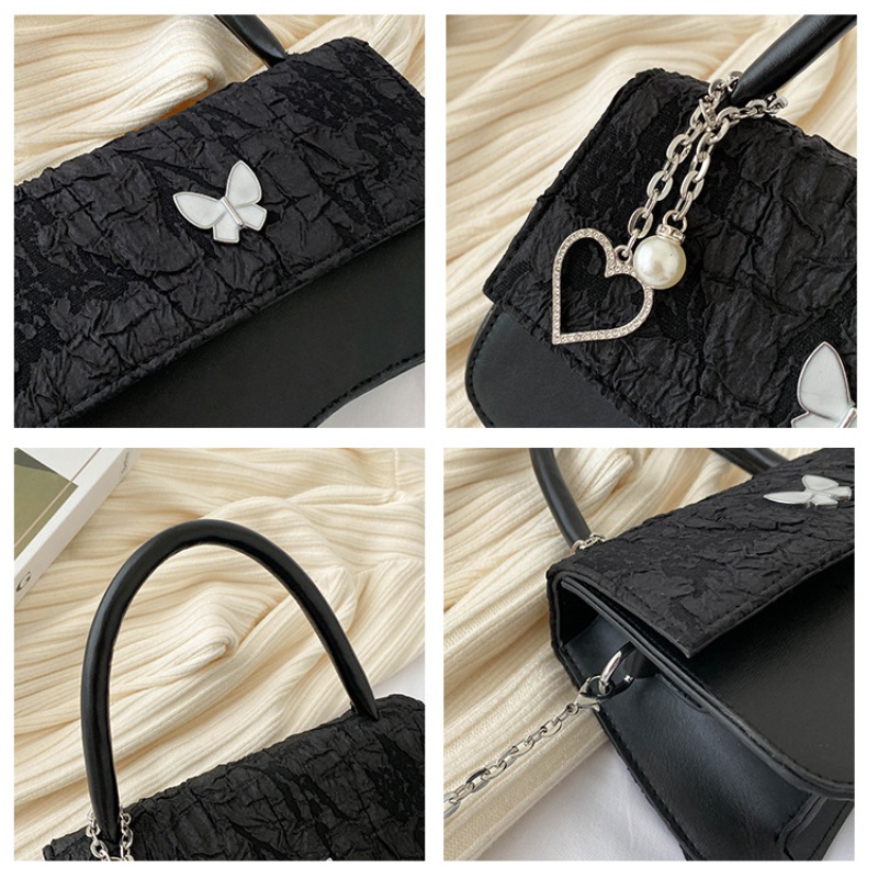 IELGY  Đeo Vai Hình Vuông Cỡ Nhỏ In Họa Tiết Bươm Bướm &amp; Trái Tim Phối Dây Xích Thời Trang Cho Nữ