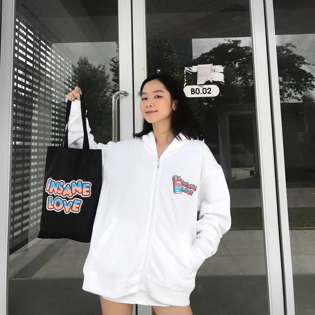 [Áo khoác zip Insane®] Insane Love Hoodie Zip - màu Trắng | BigBuy360 - bigbuy360.vn