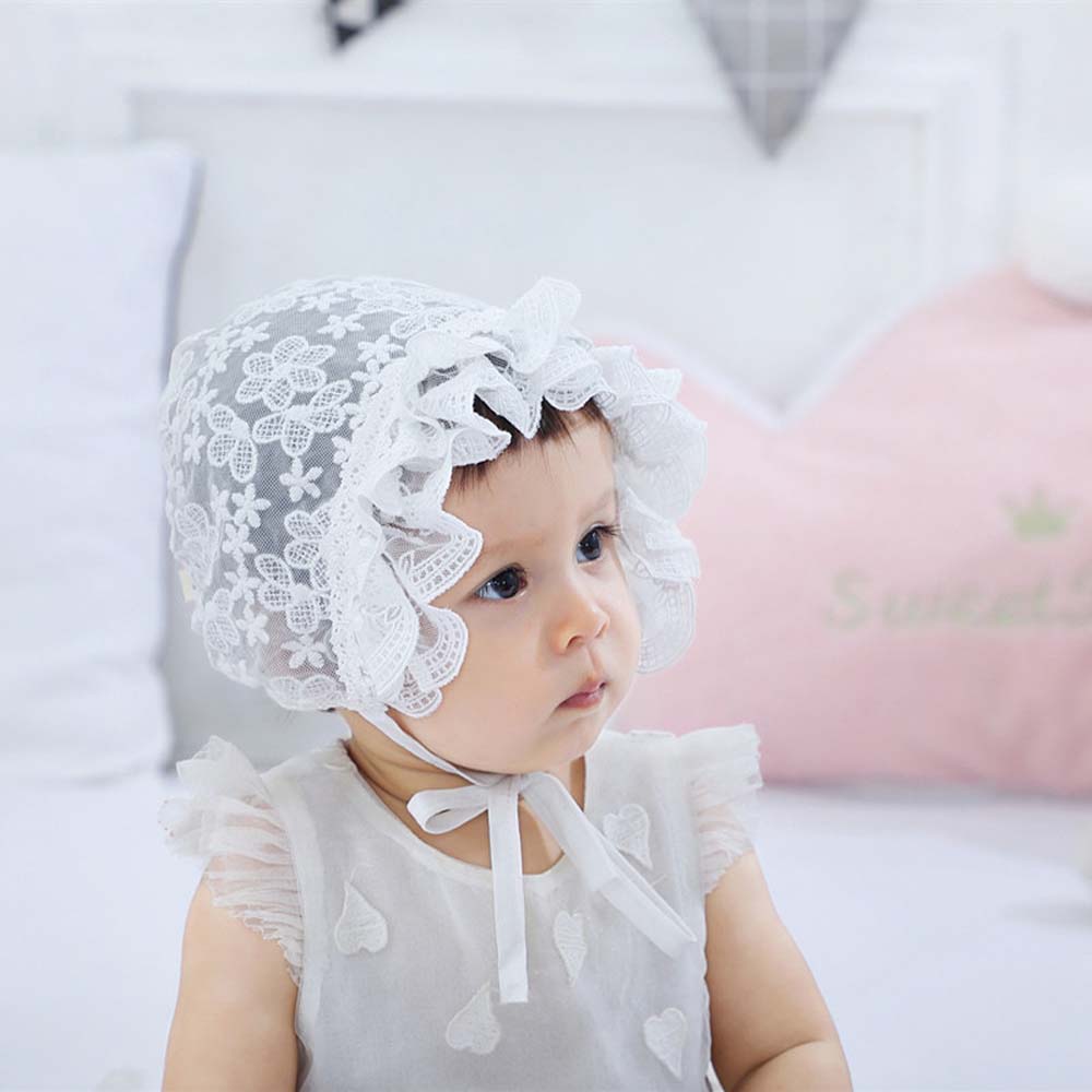Mũ Cotton Phối Ren Thời Trang Cho Bé Gái Từ 0-1 Tuổi