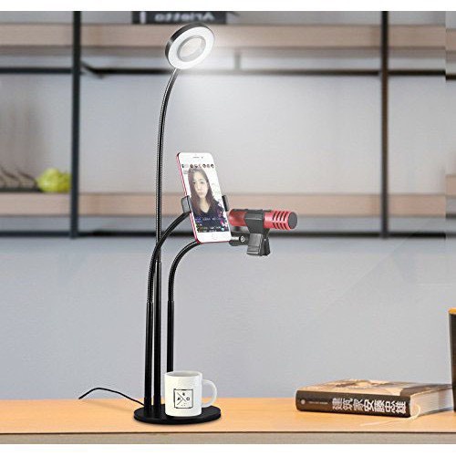 Đèn Đa Năng 3 In 1 Trợ Sáng Cực Tốt Quay Video, Giá Đỡ Điện Thoại, Micro Thu Âm Livestream - Đèn Học Cực Kì Tiện Ích