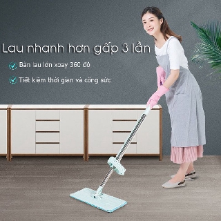 Cây lau nhà tự vắt phẳng thông minh xoay 360 độ Tặng 1 bông lau