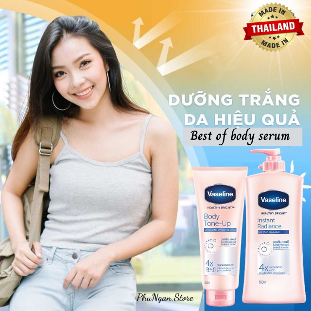 Dưỡng thể Vaseline 4x Healthy Bright Body Tone-up/ Instant Radiance Serum Thái Lan