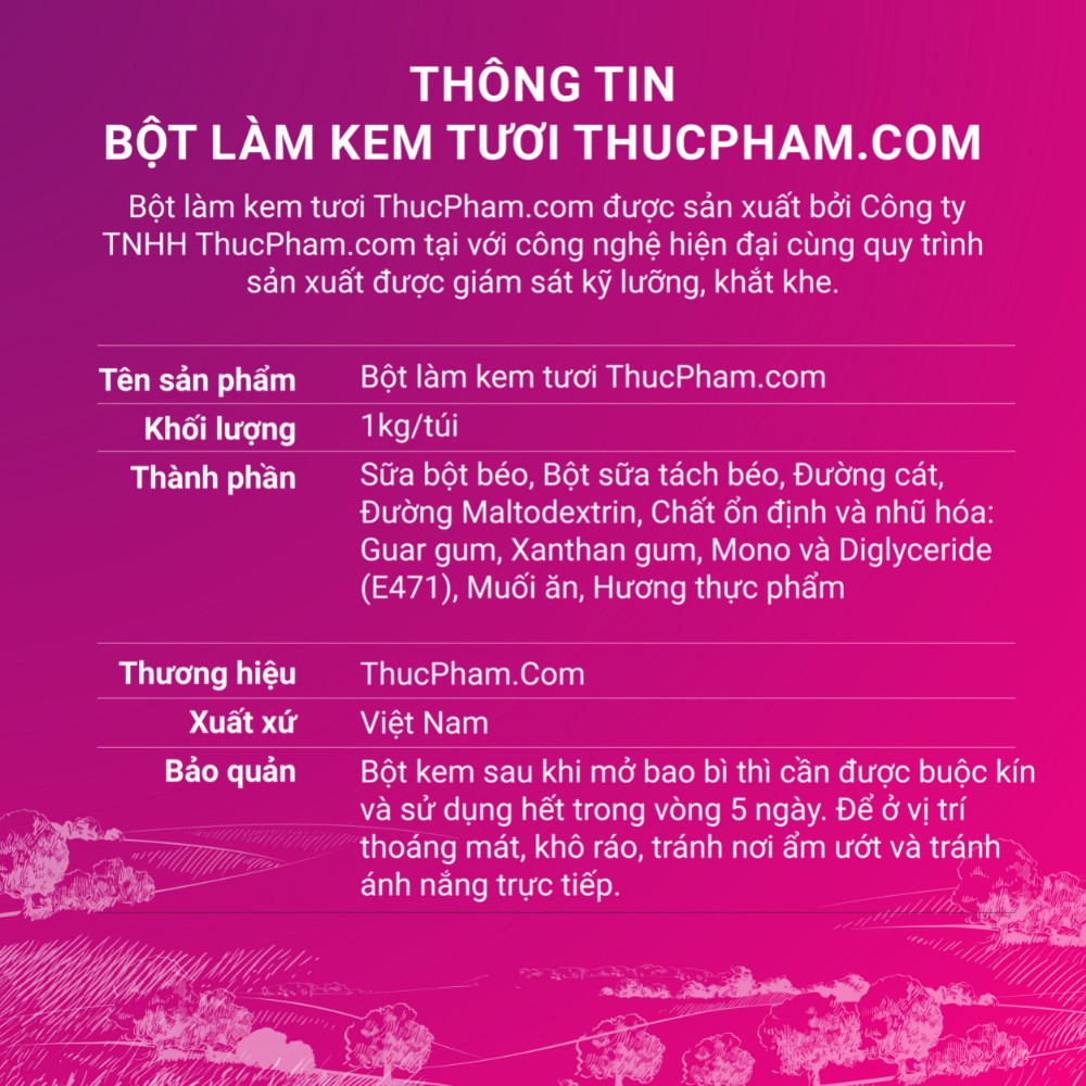 Bột Làm Kem Tươi THUCPHAM.COM Vị Dâu 1kg - Công Thức Độc Quyền Hương Vị Mới, Không Gắt, Không Hắc