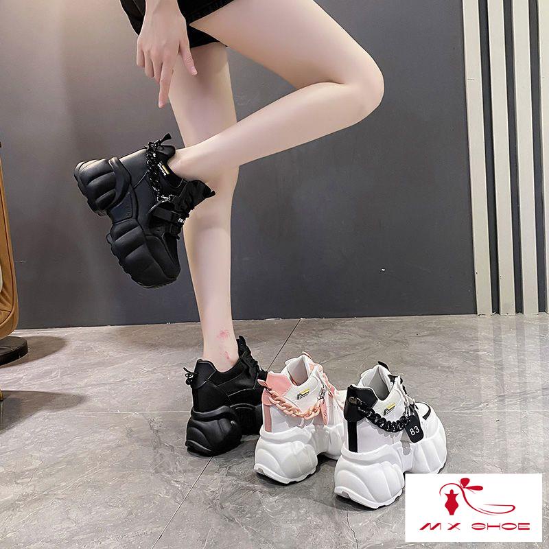 M & X ~  Giày Thể Thao Đế Dày 10cm Màu Trắng Phong Cách Mới Dễ Phối Đồ Cho Nữ