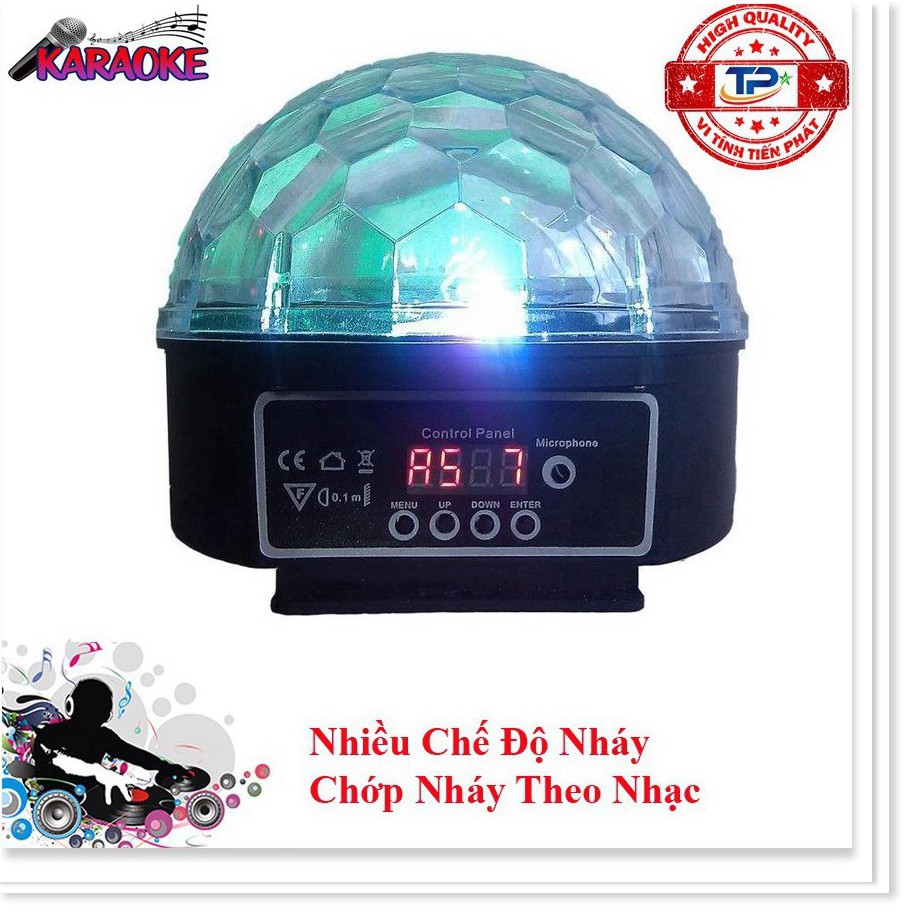 Đèn Led Pha Lê quả cầu xoay 7 màu cho Sân Khấu, phòng Karaoke cảm biến nháy theo nhạc, Chúc mừng năm mới - tết 2021