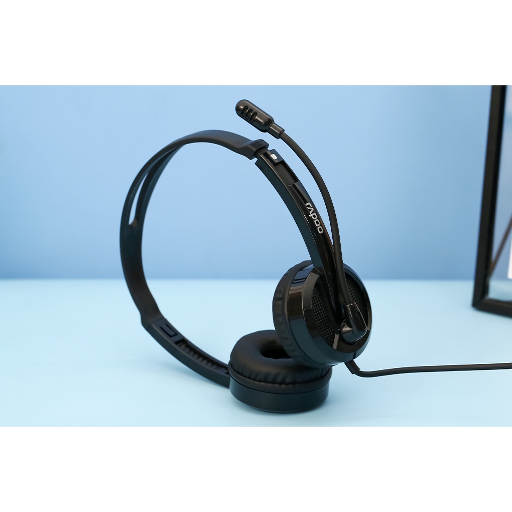 Tai nghe chụp tai Rapoo H120 có dây [ĐEN] kết nối cổng USB - Hàng chính hãng