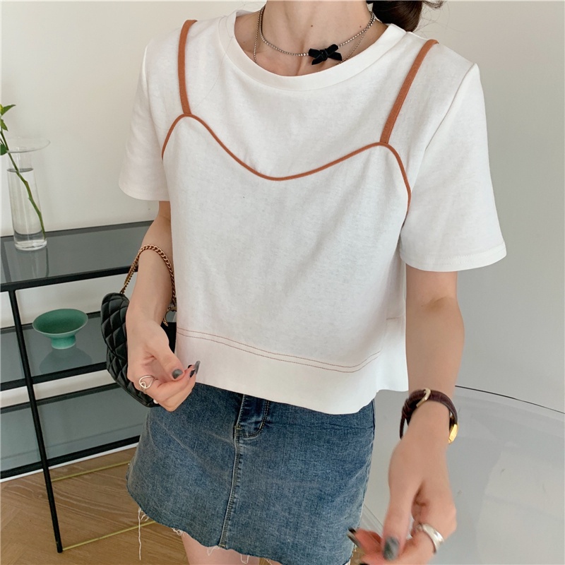 Áo thun tay ngắn dáng rộng màu sắc đơn giản dành cho nữ