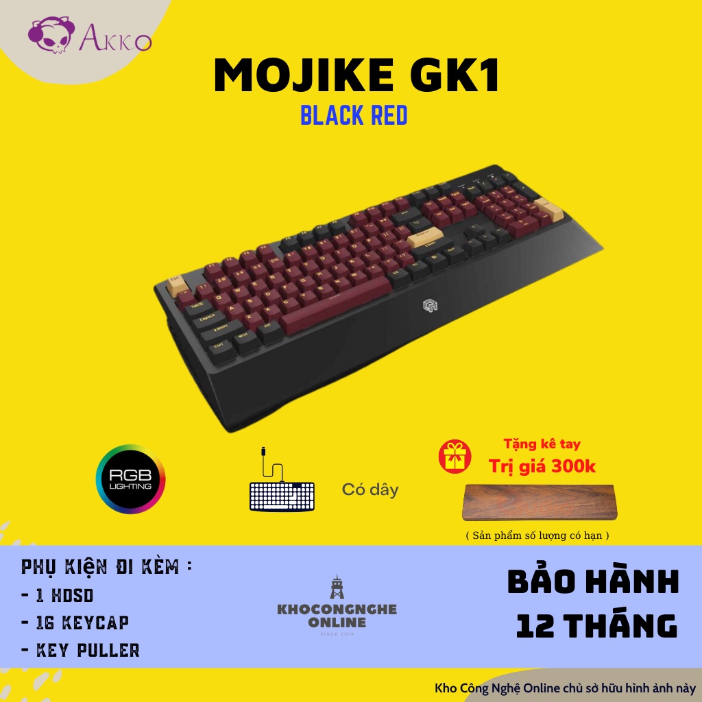 [Mã 33ELSALE hoàn 7% đơn 300K] Bàn phím cơ Mojike GK1 Black Red | Black Pink (AKKO sw v2 / LED trắng)