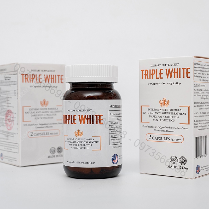 [CHÍNH HÃNG] Viên Uống Triple White - Viên Uống Trắng Da Chống Nắng Giảm Thâm Nám