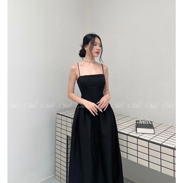 Đầm hai dây dự tiệc dáng dài xòe - MS37