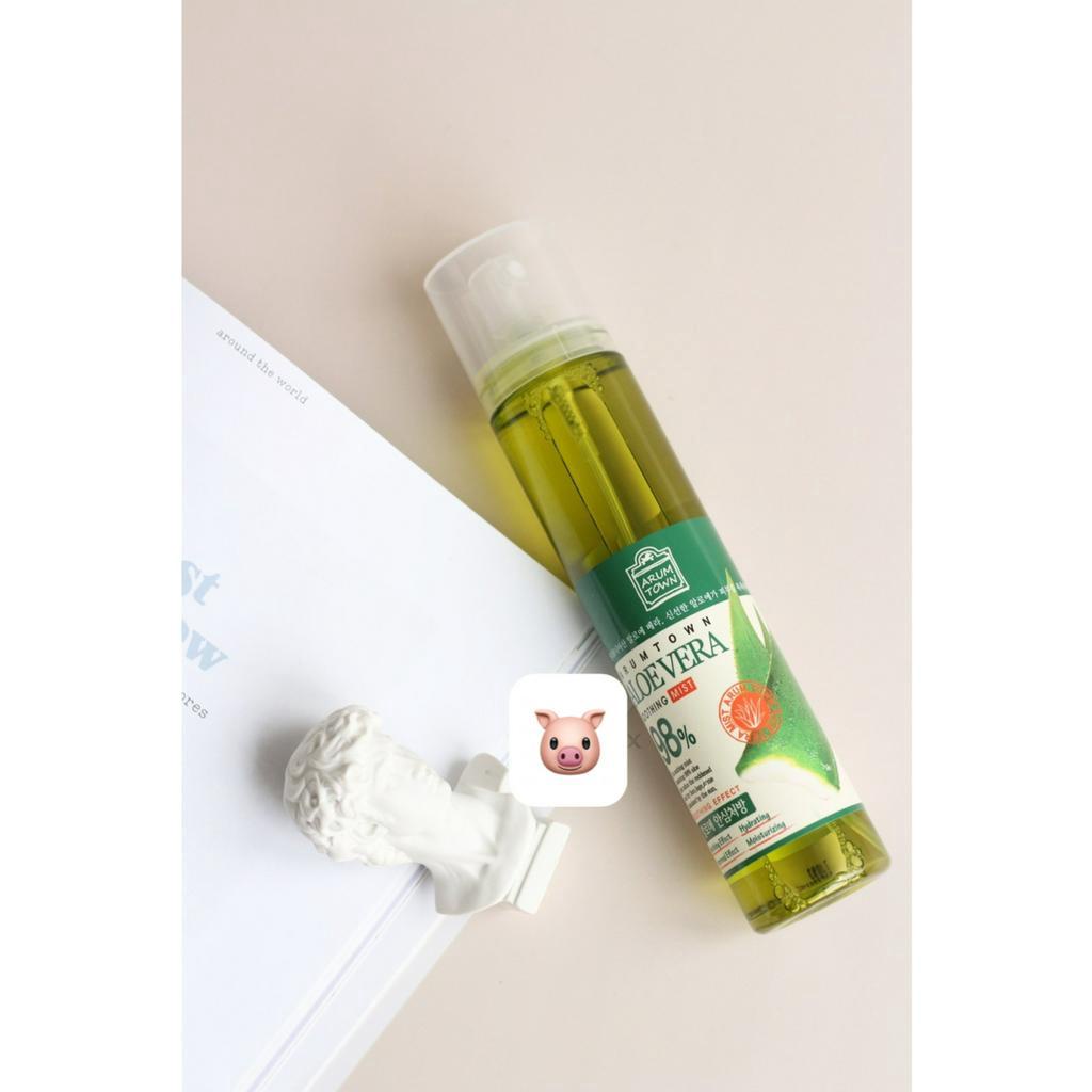 [ĐỌC KĨ MÔ TẢ] Xịt khoáng cấp nước, dịu da, giảm v!êm mụn chứa 98% lô hội ARUMTOWN Aloe Vera Soothing Mist 118ml (Hàn)