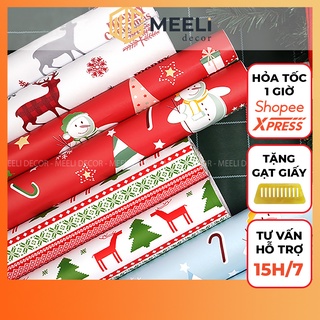 Giấy decal trang trí giáng sinh noel Meeli Decor giấy dán tường sẵn keo dễ dán loại dày gấp đôi, kt 5m x 45cm, ME27
