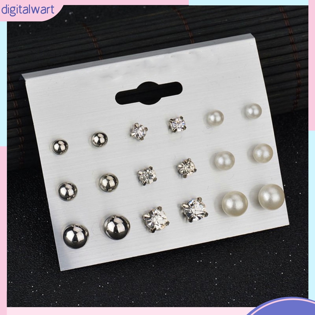 Bộ 6/9/12 đôi bông tai đính ngọc trai nhân tạo thời trang cho nữ