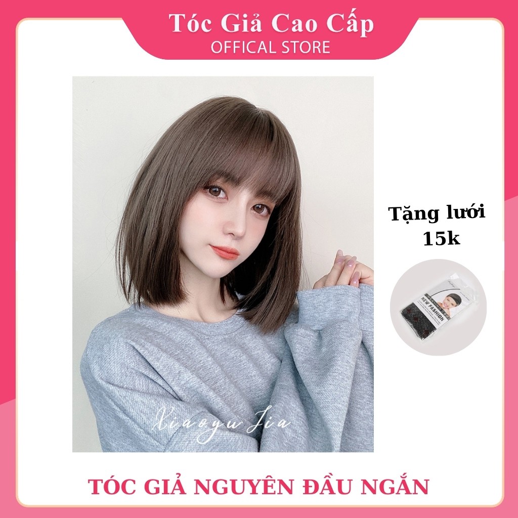 Tóc giả nữ nguyên đầu ngắn đẹp, 31cm, tặng kèm wig, BHT3030