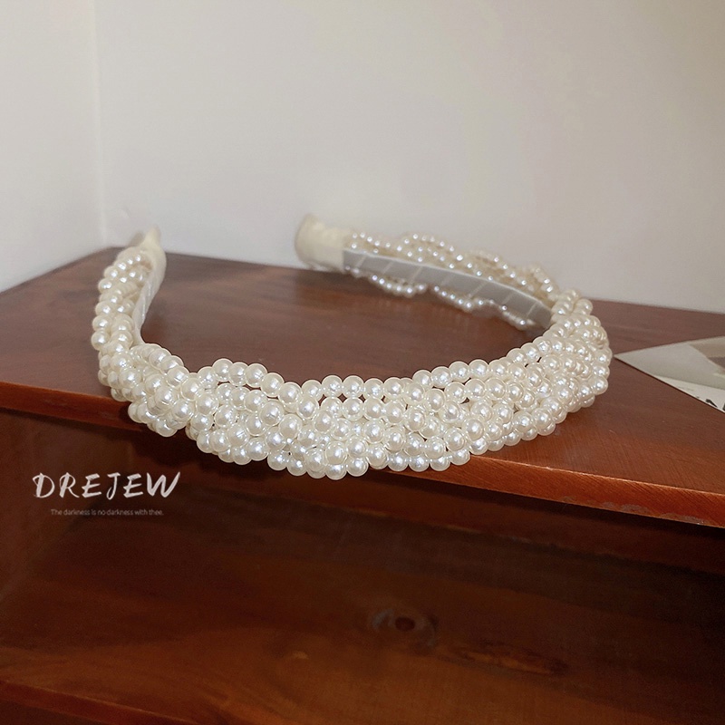 DREJEW Băng Đô Dạng Ấn Đính Ngọc Trai Phong Cách Thời Trang Hàn Quốc