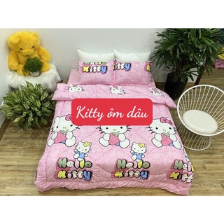 [4 món]Bộ chăn phao ga gối 1m8 mẫu mới về trên 50 mẫu-mẫu kitty ôm dâu