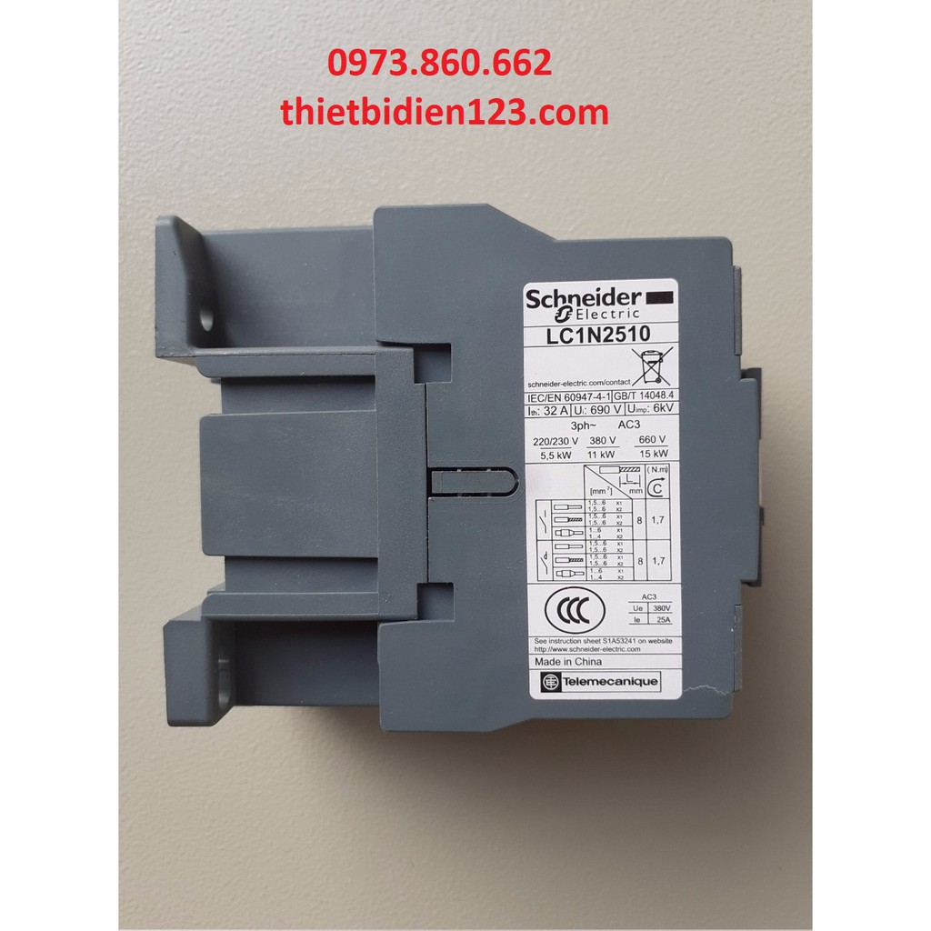 contactor schneider 25a LC1N2510 - khởi động từ schneider chính hãng 25A - 220vac, 24vac