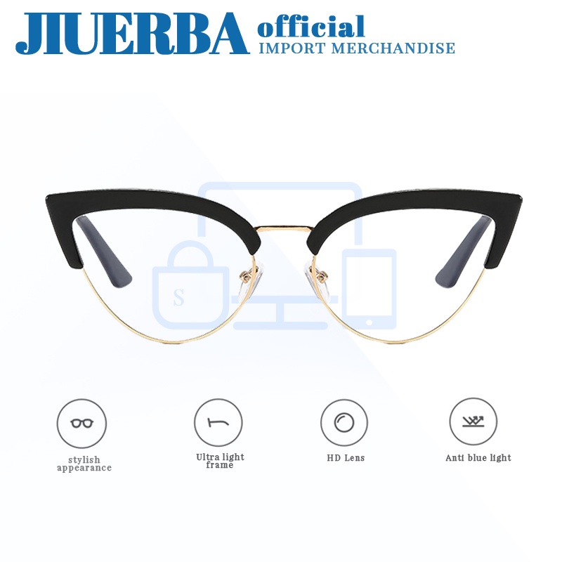 JIUERBA Kính Mắt Gọng Kim Loại Siêu Nhẹ Chống Tia UV400 Thời Trang Phương Tây Cho Nữ
