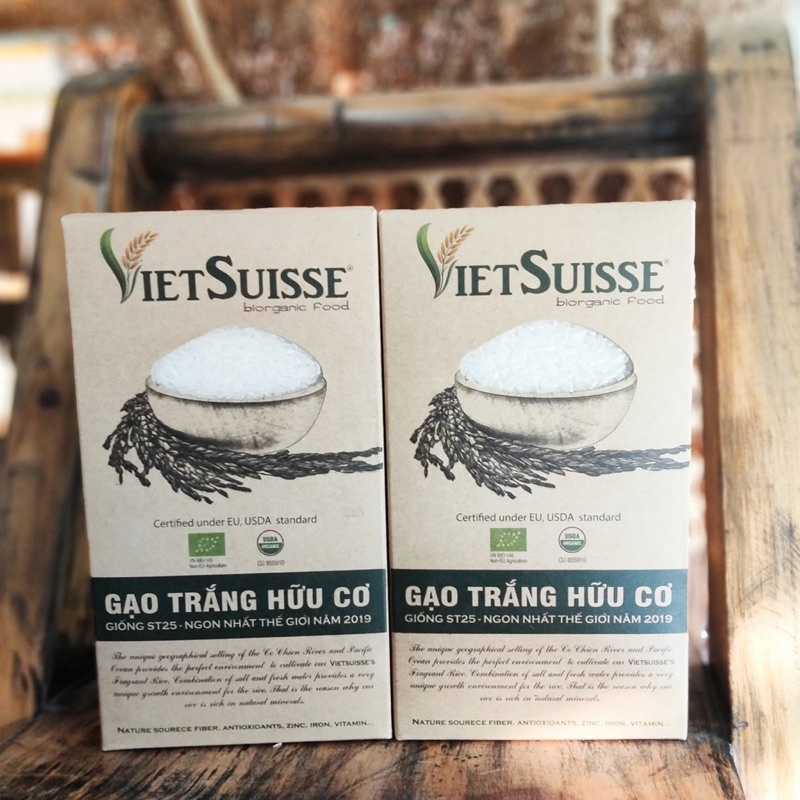 Gạo trắng lứt hữu cơ VietSuisse 1kg cho bé ăn dặm