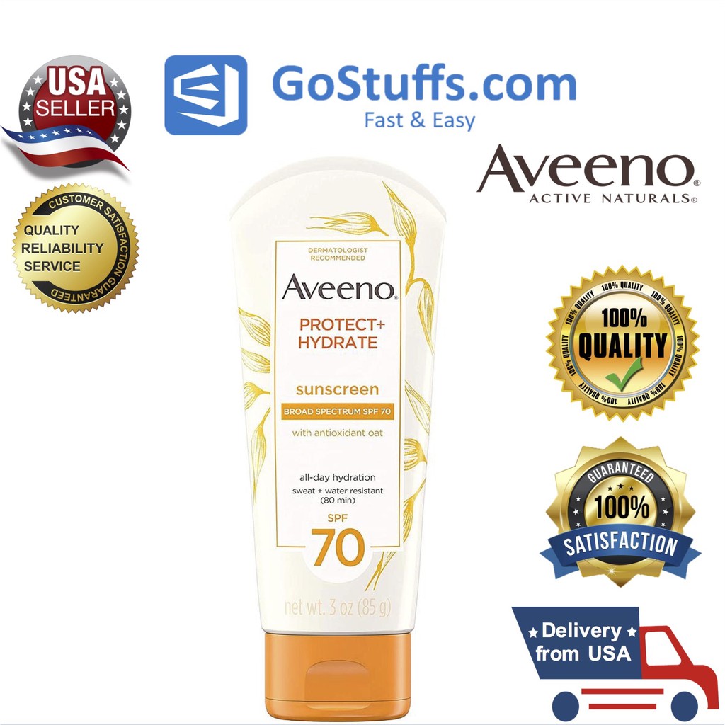 [Hàng Mỹ] Kem chống nắng dưỡng da dành cho body và mặt SPF70 Aveeno Protect + Hydrate 85g