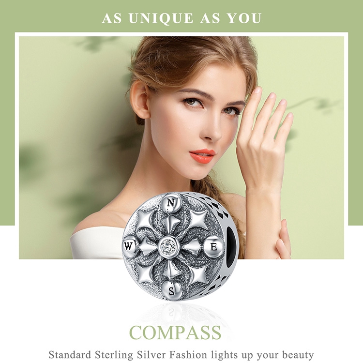 BAMOER Hạt Charm Bạc 925 100% Hình La Bàn