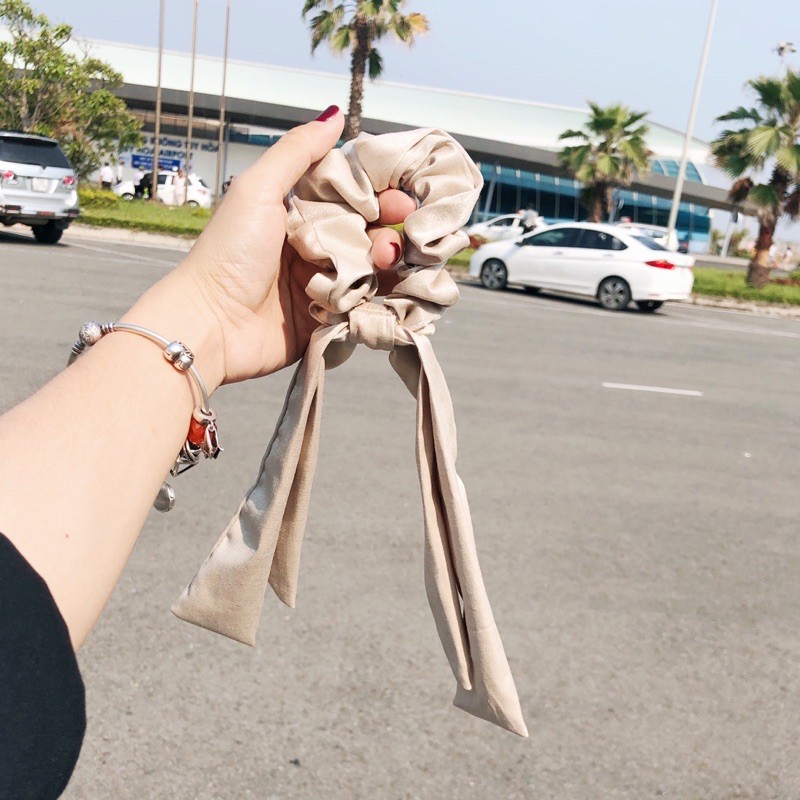 Buộc tóc SCRUNCHIES nơ dây dài phong cách vintage