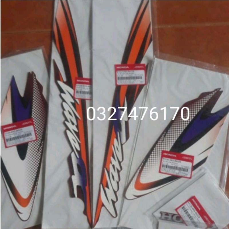 Bộ tem xe Wave Alpha đời đầu màu đỏ, nâu zin honda